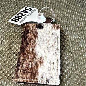 Brown and White Cowhide Key & Card Holder